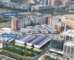 Location map of Yashu's new 18,577 m² factory – across the street from headquarters and within 1 km of Ronggui Railway Station.